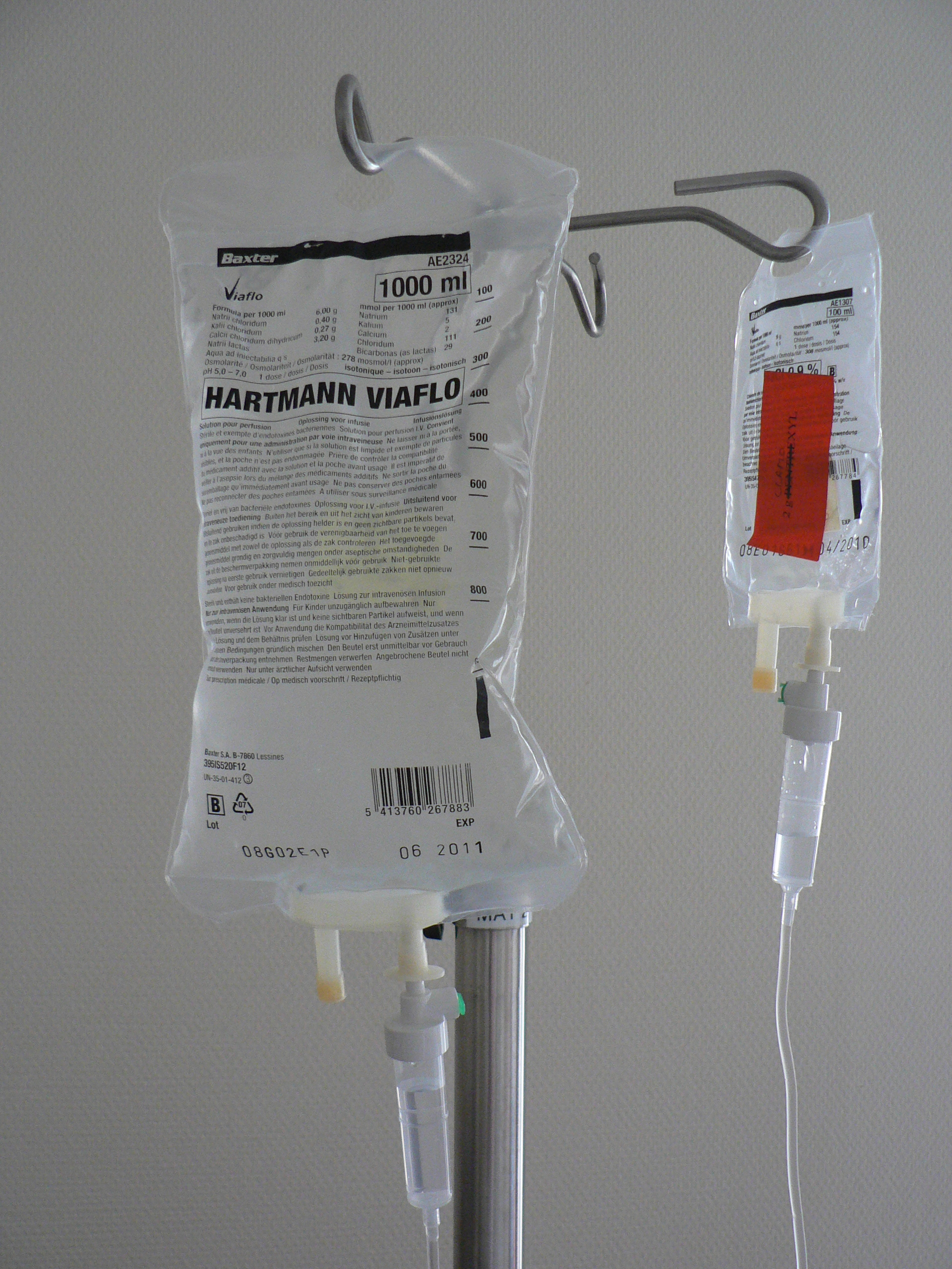 IV drip bags prepared for mobile delivery in Bali