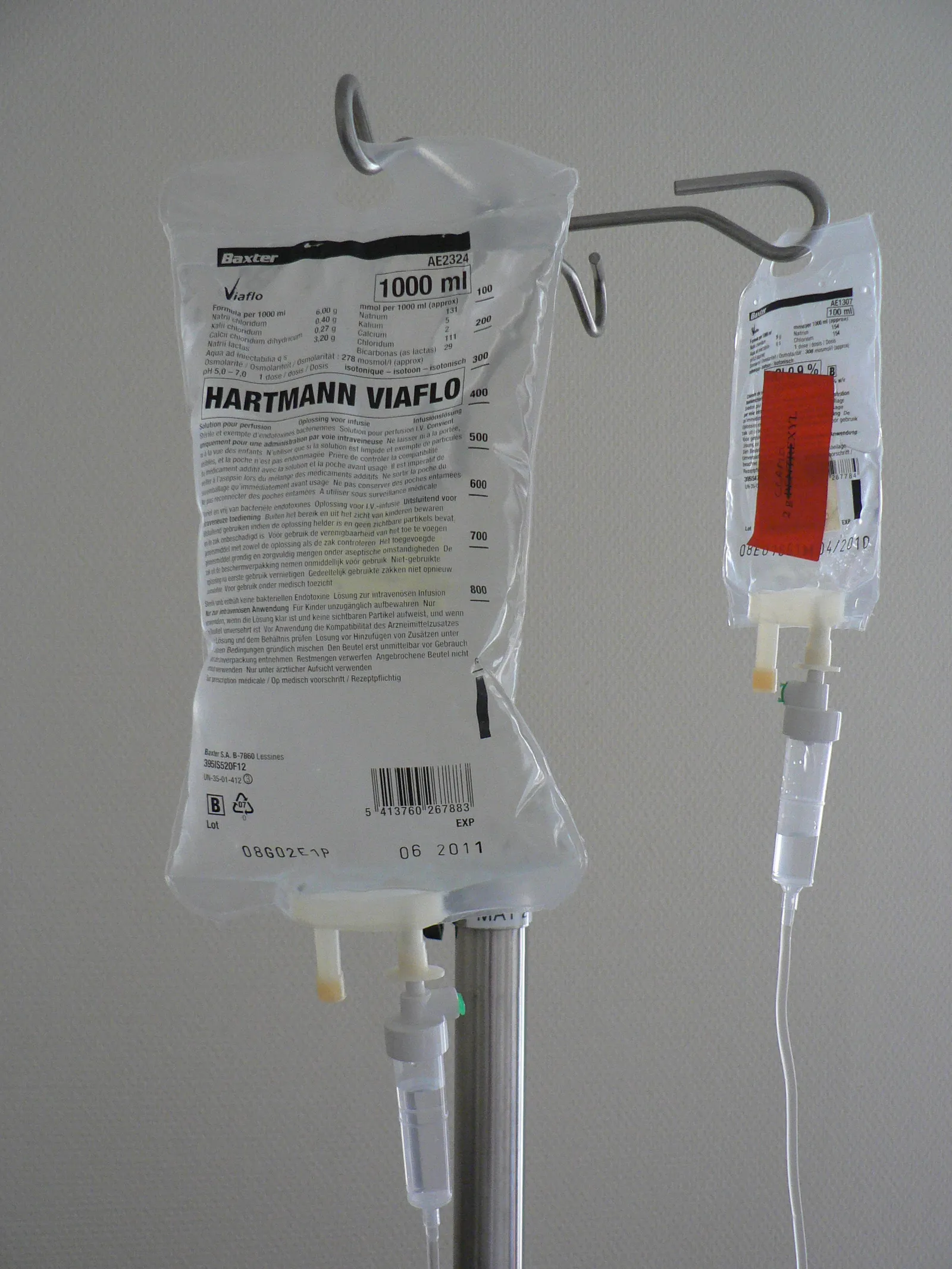 IV drip equipment – intravenous fluid bag and tubing for mobile therapy